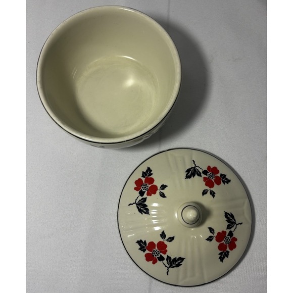 Vintage Hall's Superior Quality Kitchenware Red Poppy Drip Jar Storage With Lid - Picture 4 of 6